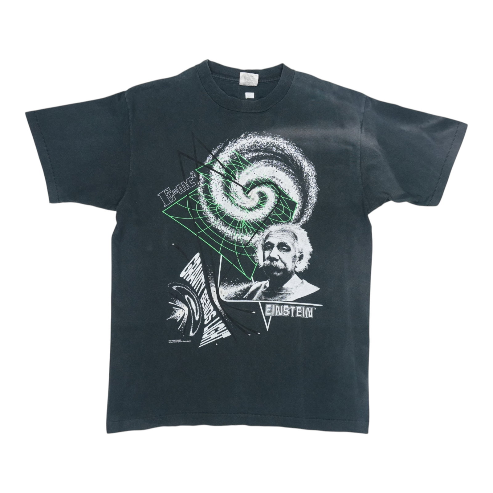 Vintage 1990s Gravity Bends Light Albert Einstein Black Cotton Shirt XL (1 of 7)
