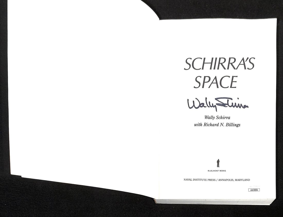 Wally Schirra Signed Schirra's Space Book JSA Certified: Wally Schirra Signed Schirra's Space Book JSA Certified This remarkable book titled "Schirra's Space" is autographed by the esteemed NASA astronaut Wally Schirra. Celebrated for his contributions to s