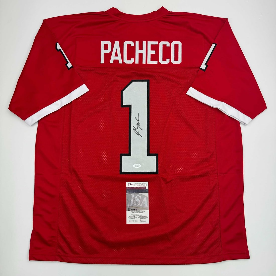 Isiah Pacheco Autographed Rutgers Scarlet Knights College Football Jersey JSA COA: Isiah Pacheco Autographed Rutgers Scarlet Knights College Football Jersey JSA COA Add a piece of collegiate sports history to your collection with this autographed Isiah Pacheco Rutgers Red College Fo