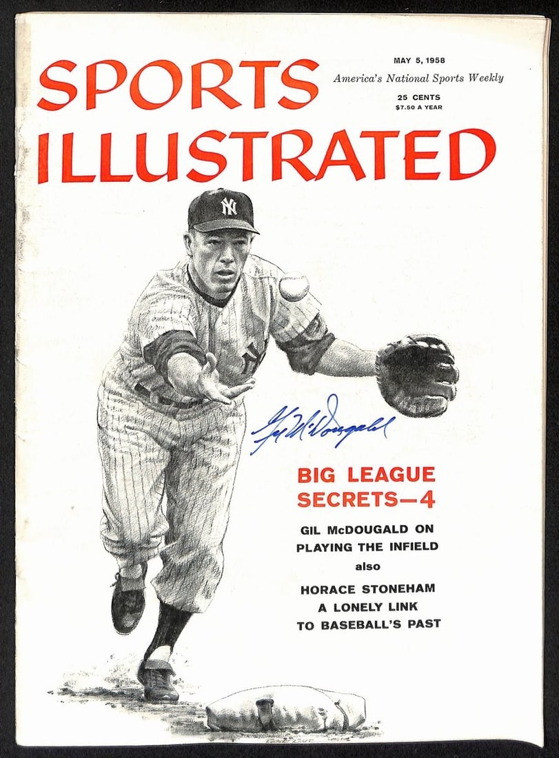 Gil McDougald Signed 1958 Sports Illustrated Yankees Magazine: Gil McDougald Signed 1958 Sports Illustrated Yankees Magazine This is an original signed magazine featuring Gil McDougald of the New York Yankees, specifically the May 5, 1958 issue of Sports Illustra