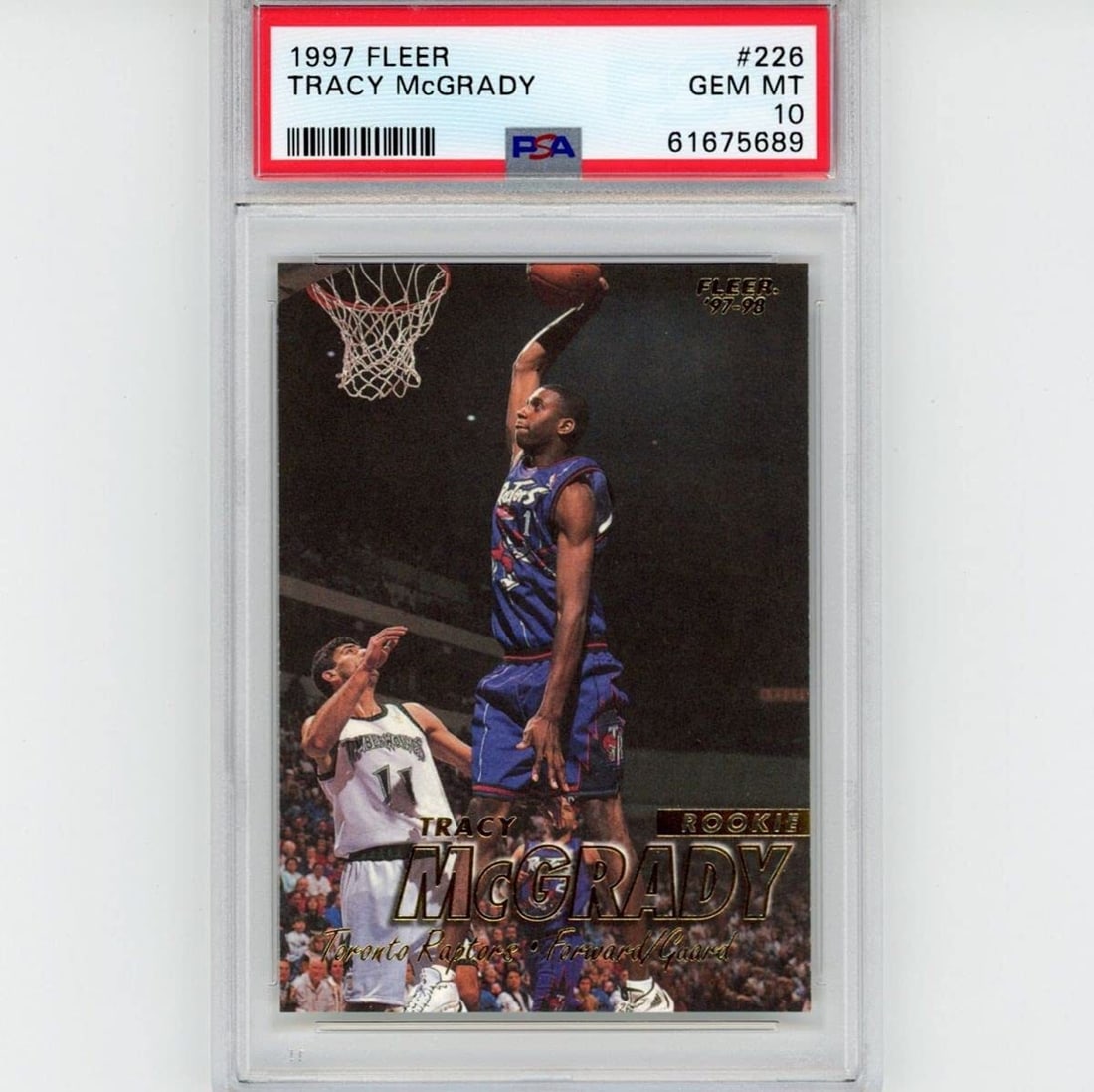 1997-98 Fleer Tracy McGrady #226 Rookie Card PSA 10 Gem Mint NBA: 1997-98 Fleer Tracy McGrady #226 Rookie Card PSA 10 Gem Mint NBA This is a graded 1997-98 Fleer Tracy McGrady #226 Rookie Basketball Card, achieving a remarkable PSA 10 Gem Mint status, indicating its