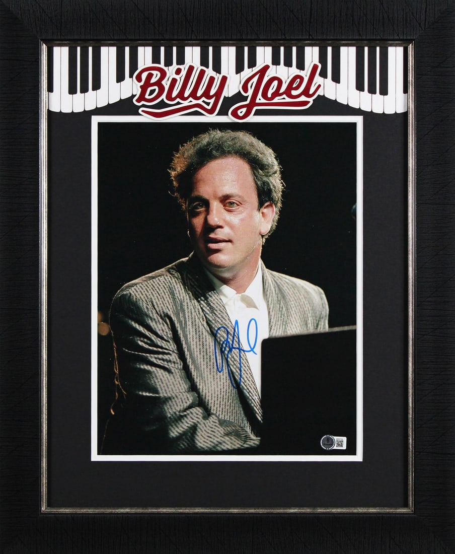 Billy Joel Signed 11x14 Framed Piano Man Photo Beckett Authenticated: Billy Joel Signed 11x14 Framed Piano Man Photo Beckett Authenticated This original, authenticated photograph features a stunning vertical image of Billy Joel as the iconic Piano Man. Personally signed