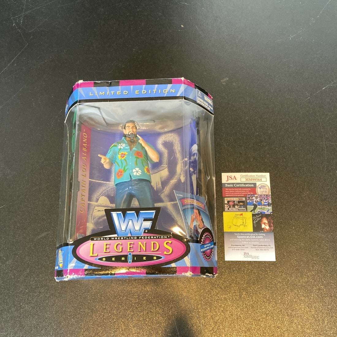 Captain Lou Albano Autographed Wrestling Figure JSA Certified by JAKKS: Captain Lou Albano Autographed Wrestling Figure JSA Certified by JAKKS This pre-owned WF Wrestling action figure features the autograph of Captain Lou Albano. The figure is an original item, manufactu