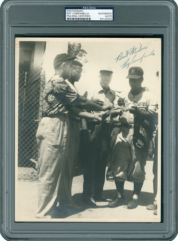 Roy Campanella Signed 8x10 Photo with Best Wishes PSA Authenticated Dodgers: Roy Campanella Signed 8x10 Photo with Best Wishes PSA Authenticated Dodgers This authentic 8x10 black and white photo features the legendary Roy Campanella of the Los Angeles Dodgers, personally signe
