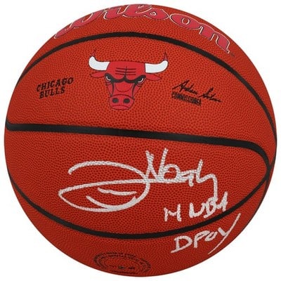 Signed Wilson NBA Basketball Joakim Noah Chicago Bulls Logo 14 DPOY COA (1 of 2)