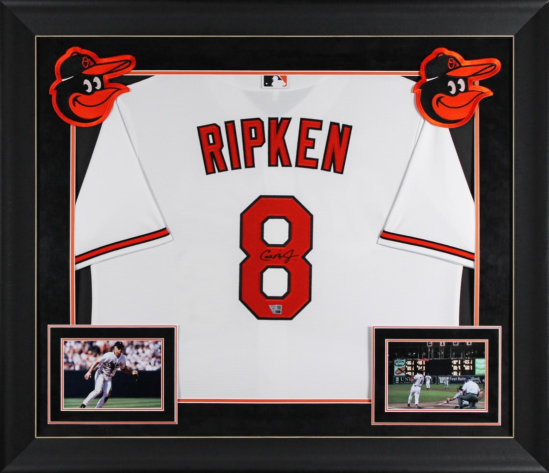 Cal Ripken Jr. Signed White Nike Framed Jersey Authentic Fanatics (1 of 2)