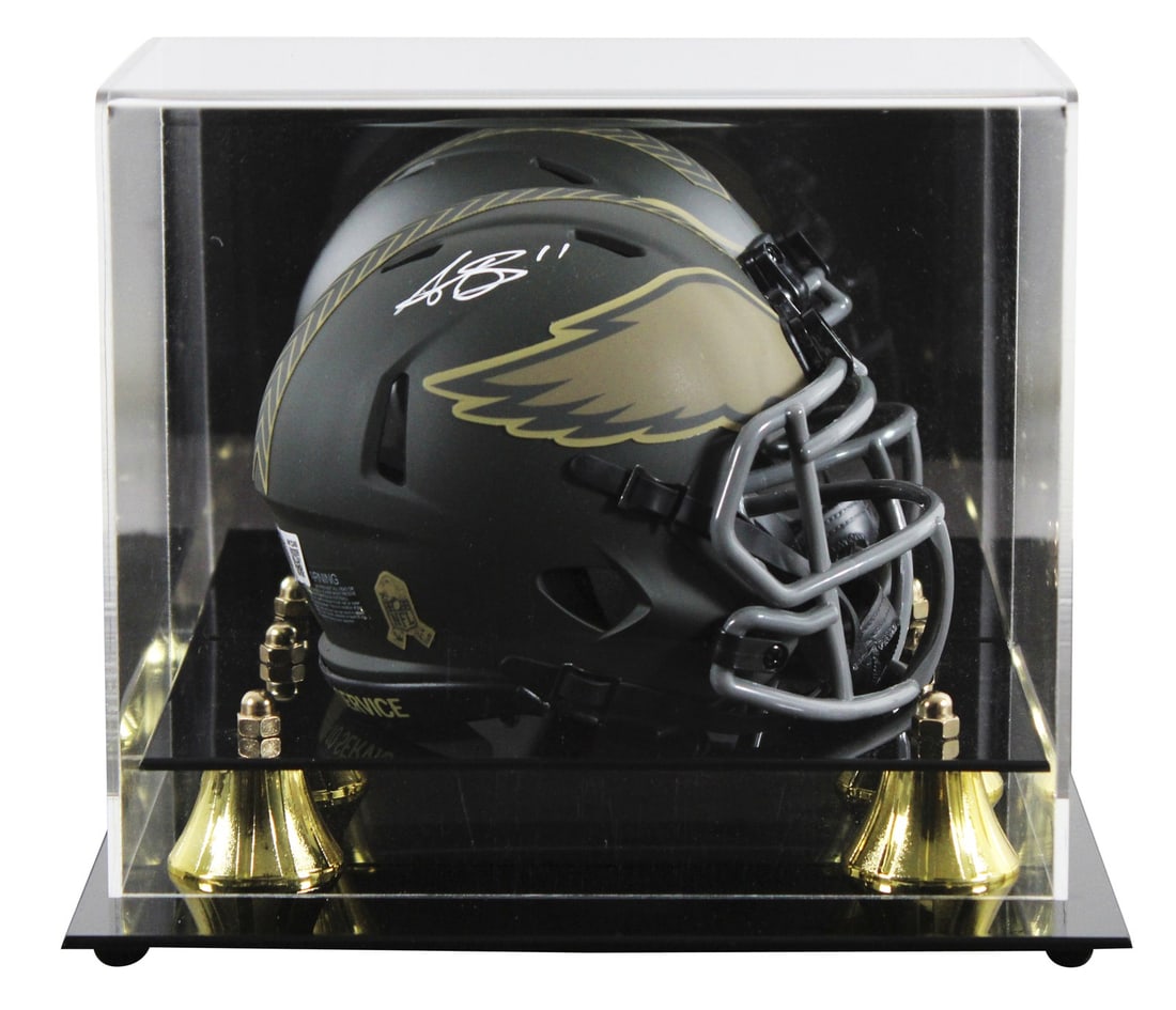 A.J. Brown Autographed Eagles Salute to Service IV Mini Helmet with Beckett Authenticity: A.J. Brown Autographed Eagles Salute to Service IV Mini Helmet with Beckett Authenticity This Philadelphia Eagles A.J. Brown Signed Salute to Service IV Speed Mini Helmet is a must-have for any fan. P
