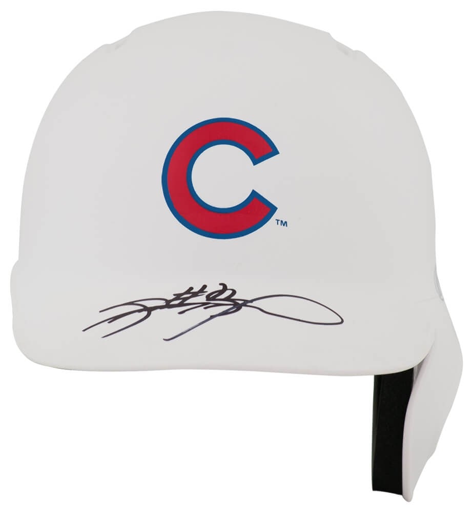 Sammy Sosa Signed Chicago Cubs Mini Helmet with COA: Sammy Sosa Signed Chicago Cubs Mini Helmet with COA Celebrate the legacy of baseball with this signed Sammy Sosa Chicago Cubs Rawlings white matte mini baseball batting helmet. This collectible item f