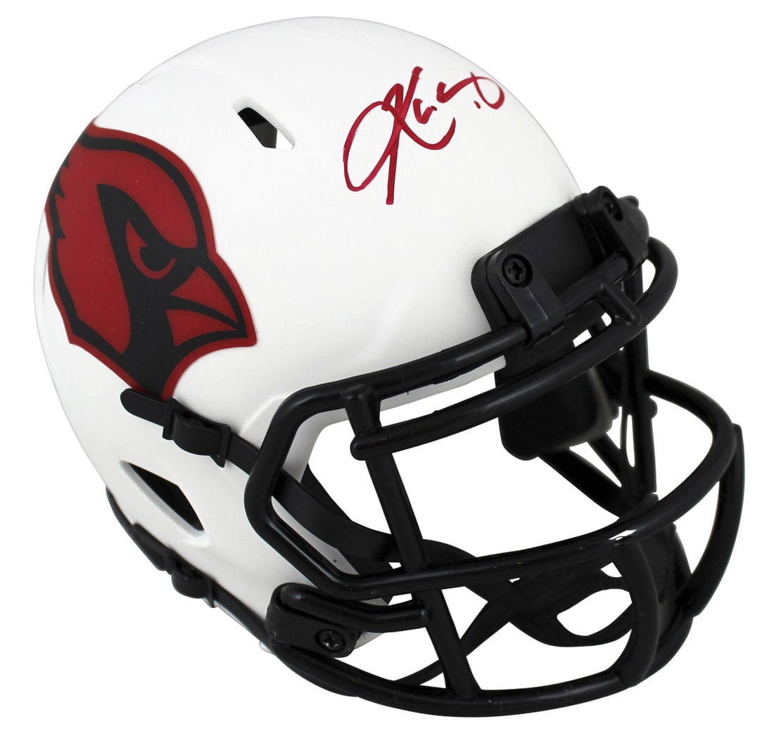 Kyler Murray Signed Arizona Cardinals Lunar Speed Mini Helmet BAS Witnessed: Kyler Murray Signed Arizona Cardinals Lunar Speed Mini Helmet BAS Witnessed Own a piece of NFL history with this authentic signed Lunar Speed mini helmet, personally autographed by Kyler Murray of the