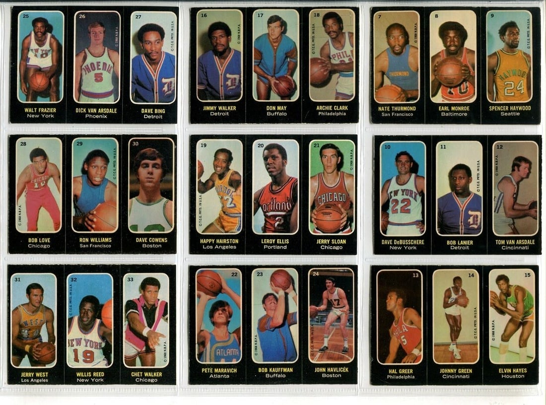 1971-72 Topps NBA Basketball Stickers Complete Set of 26 Vintage Cards: 1971-72 Topps NBA Basketball Stickers Complete Set of 26 Vintage Cards This complete set of 1971-72 Topps Basketball Stickers includes 26 vintage cards, showcasing the iconic players and moments from 