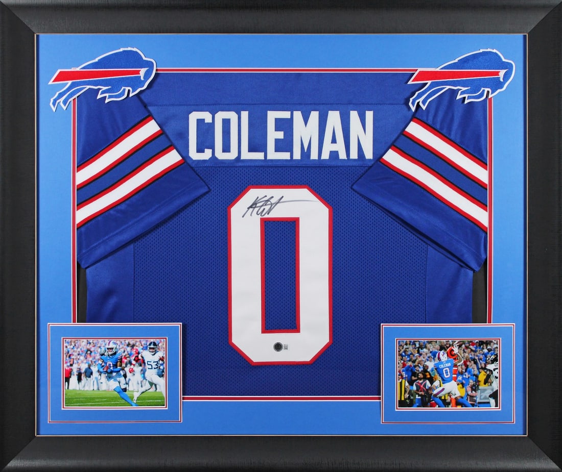 Keon Coleman Signed Buffalo Bills Blue Framed Jersey BAS Witnessed: Keon Coleman Signed Buffalo Bills Blue Framed Jersey BAS Witnessed This authentic signed blue pro style framed jersey showcases the talent of Keon Coleman from the Buffalo Bills. Personally signed by 