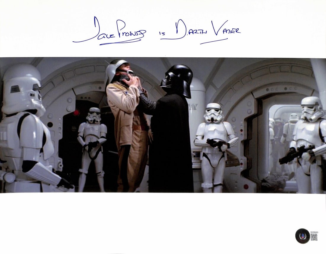 11x14 Star Wars Darth Vader Photo Signed by David Prowse Beckett Authenticated: 11x14 Star Wars Darth Vader Photo Signed by David Prowse Beckett Authenticated This 11x14 color photograph features David Prowse, who portrayed Darth Vader in Star Wars: A New Hope, and is signed in b