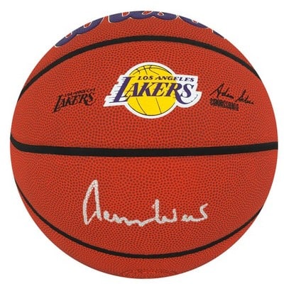 Signed Jerry West Lakers Wilson NBA Basketball with COA: Signed Jerry West Lakers Wilson NBA Basketball with COA This Wilson NBA basketball features the Los Angeles Lakers logo and has been signed by Jerry West. The item includes a tamper-proof numbered hol