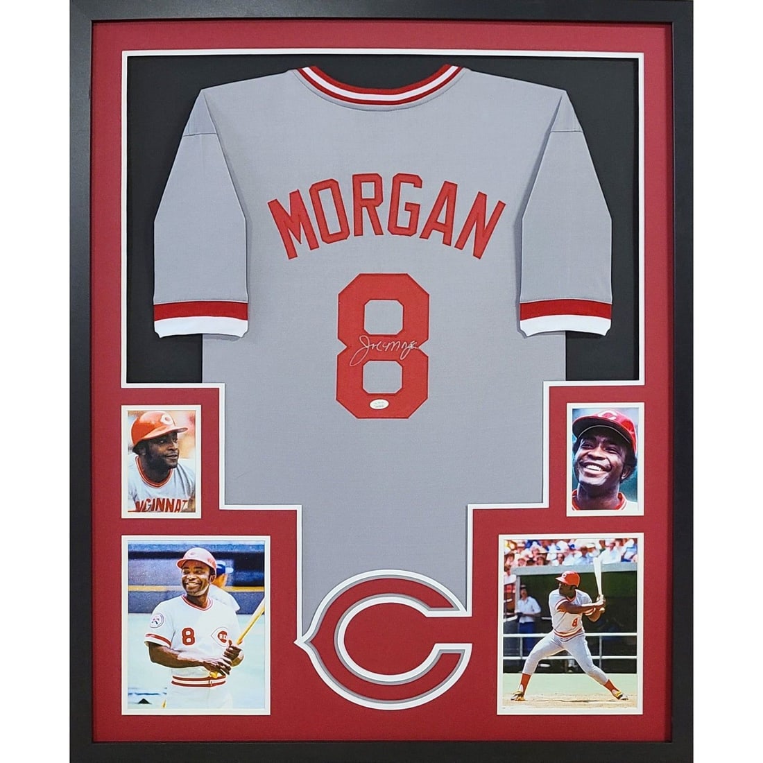 Joe Morgan Autographed Framed Jersey Cincinnati Reds JSA Certified: Joe Morgan Autographed Framed Jersey Cincinnati Reds JSA Certified Celebrate the legacy of baseball legend Joe Morgan with this autographed framed jersey. This Cincinnati Reds jersey is meticulously f