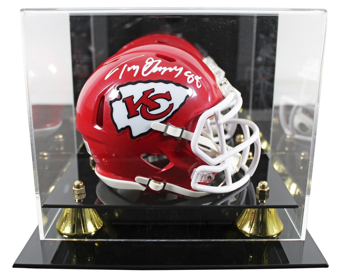Tony Gonzalez Signed Chiefs Speed Mini Helmet With Display Case Beckett Witnessed: Tony Gonzalez Signed Chiefs Speed Mini Helmet With Display Case Beckett Witnessed This Kansas City Chiefs Speed Mini Helmet has been personally signed by Tony Gonzalez. The helmet comes with a UV mirr
