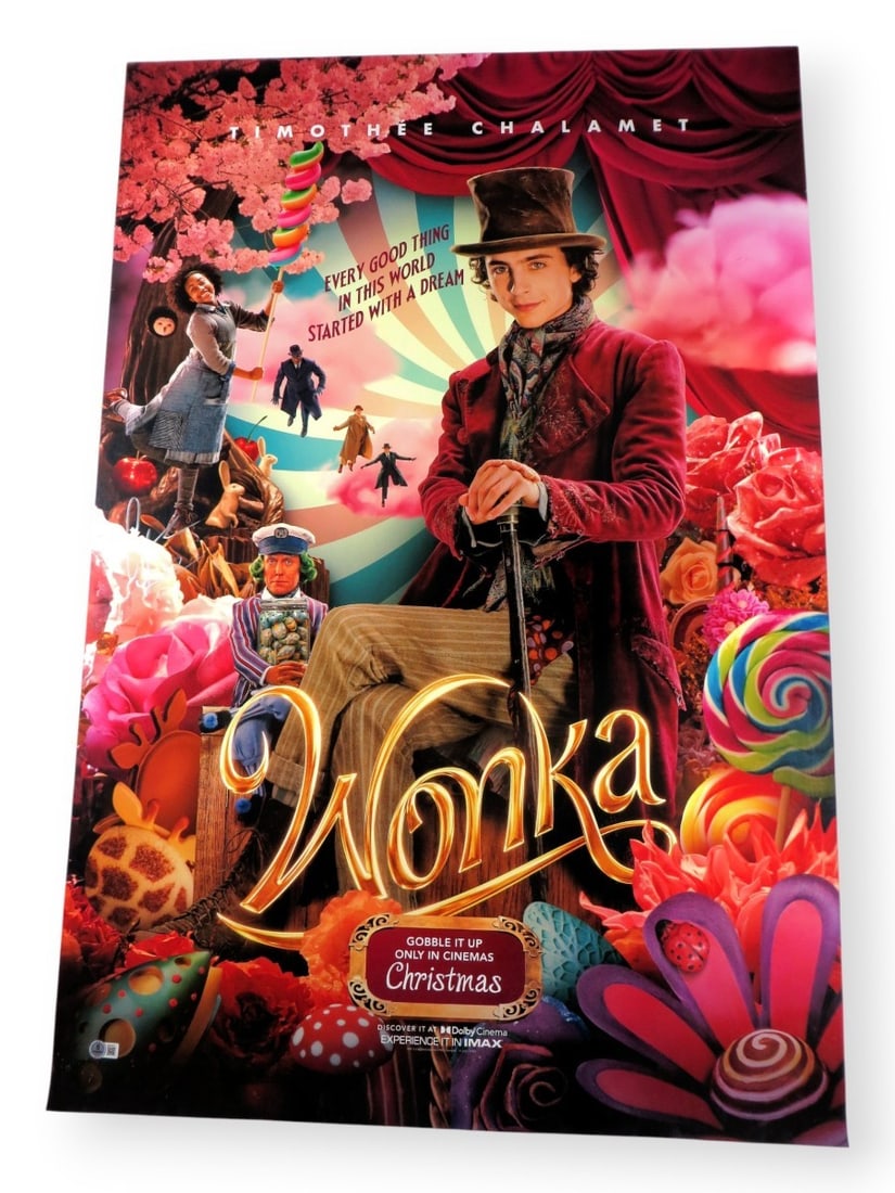 Calah Lane Autographed 27x40 Wonka Movie Poster Beckett Authenticated: Calah Lane Autographed 27x40 Wonka Movie Poster Beckett Authenticated Capture a piece of cinematic history with this original 27" x 40" movie poster signed by Calah Lane. This authentic poster has bee