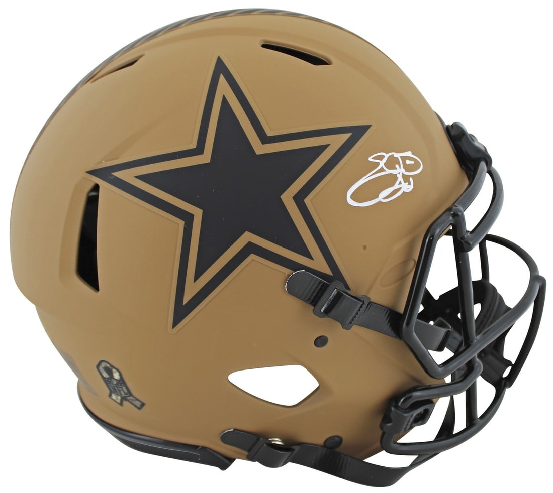 Emmitt Smith Autographed 2023 Salute to Service II Full Size Helmet BAS: Emmitt Smith Autographed 2023 Salute to Service II Full Size Helmet BAS This authentic 2023 Salute To Service II Riddell Full Size Speed Proline Helmet has been personally signed by Emmitt Smith, the 