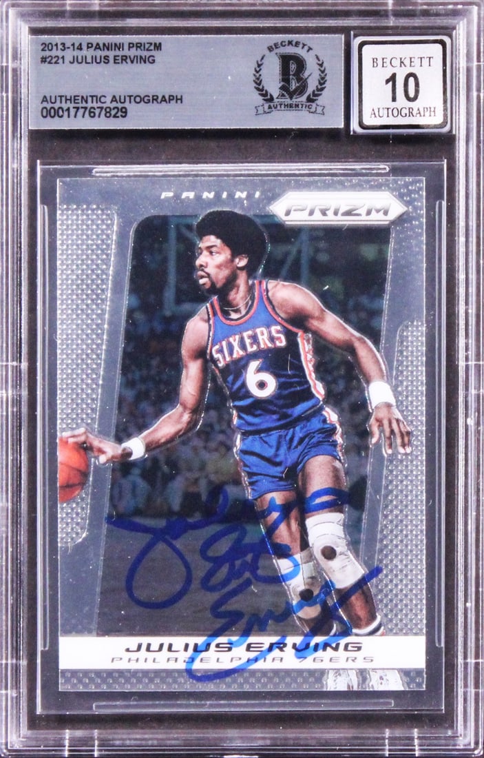Julius Erving Signed 2013 Panini Prizm #221 Gem Mint 10 Beckett Authenticated (1 of 2)