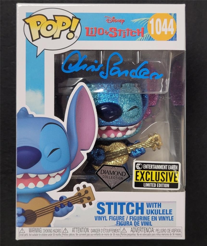 Stitch With Ukelele Funko Pop 1044 Signed By Chris Sanders Beckett Authenticated: Stitch With Ukelele Funko Pop 1044 Signed By Chris Sanders Beckett Authenticated This Stitch with Ukelele Funko Pop (#1044) from the movie Lilo & Stitch features an autograph by Chris Sanders. The aut