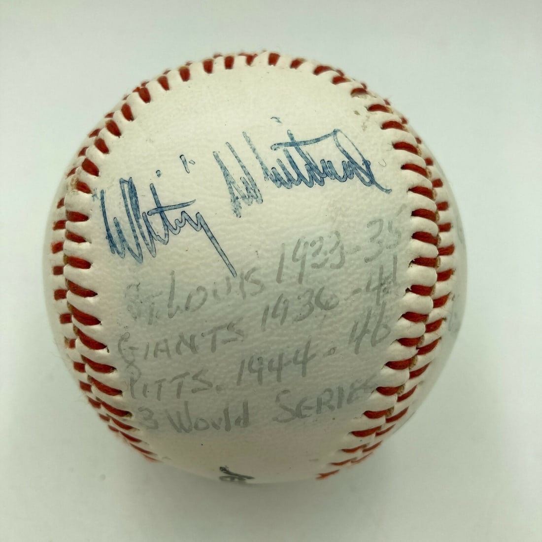 Rare Whitey Whitehead Signed Baseball with JSA COA 1934 Cardinals: Rare Whitey Whitehead Signed Baseball with JSA COA 1934 Cardinals This is a highly collectible single-signed baseball from St. Louis Cardinals legend Whitey Whitehead, featuring his autograph authenti
