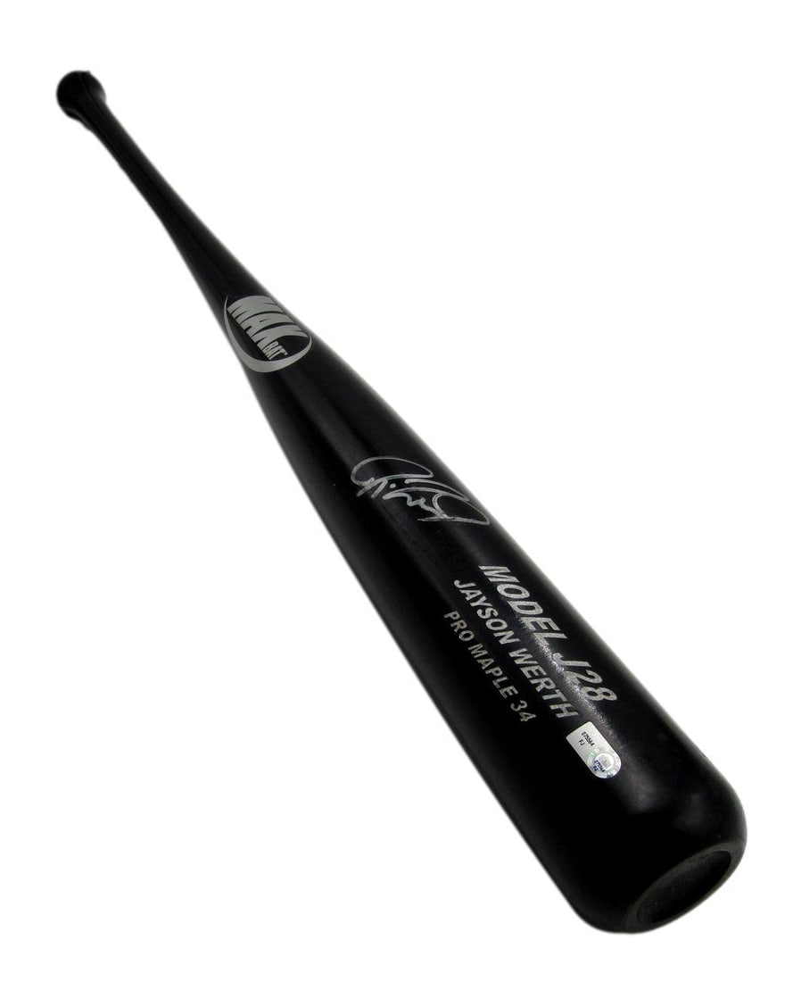 Jayson Werth Signed 34 Inch Max Bat Pro Maple MLB Hologram: Jayson Werth Signed 34 Inch Max Bat Pro Maple MLB Hologram This is an original Jayson Werth signed Max Bat Pro Maple 34 baseball bat, featuring an MLB hologram (181757). Ideal for collectors and fans 