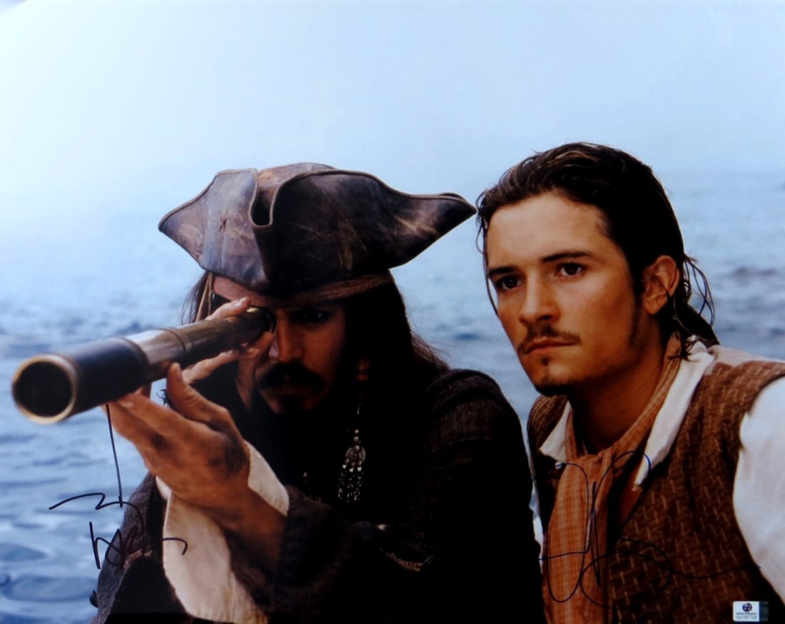 Johnny Depp Orlando Bloom Signed 16X20 Photo Pirates of the Caribbean GAI Authenticated (1 of 2)