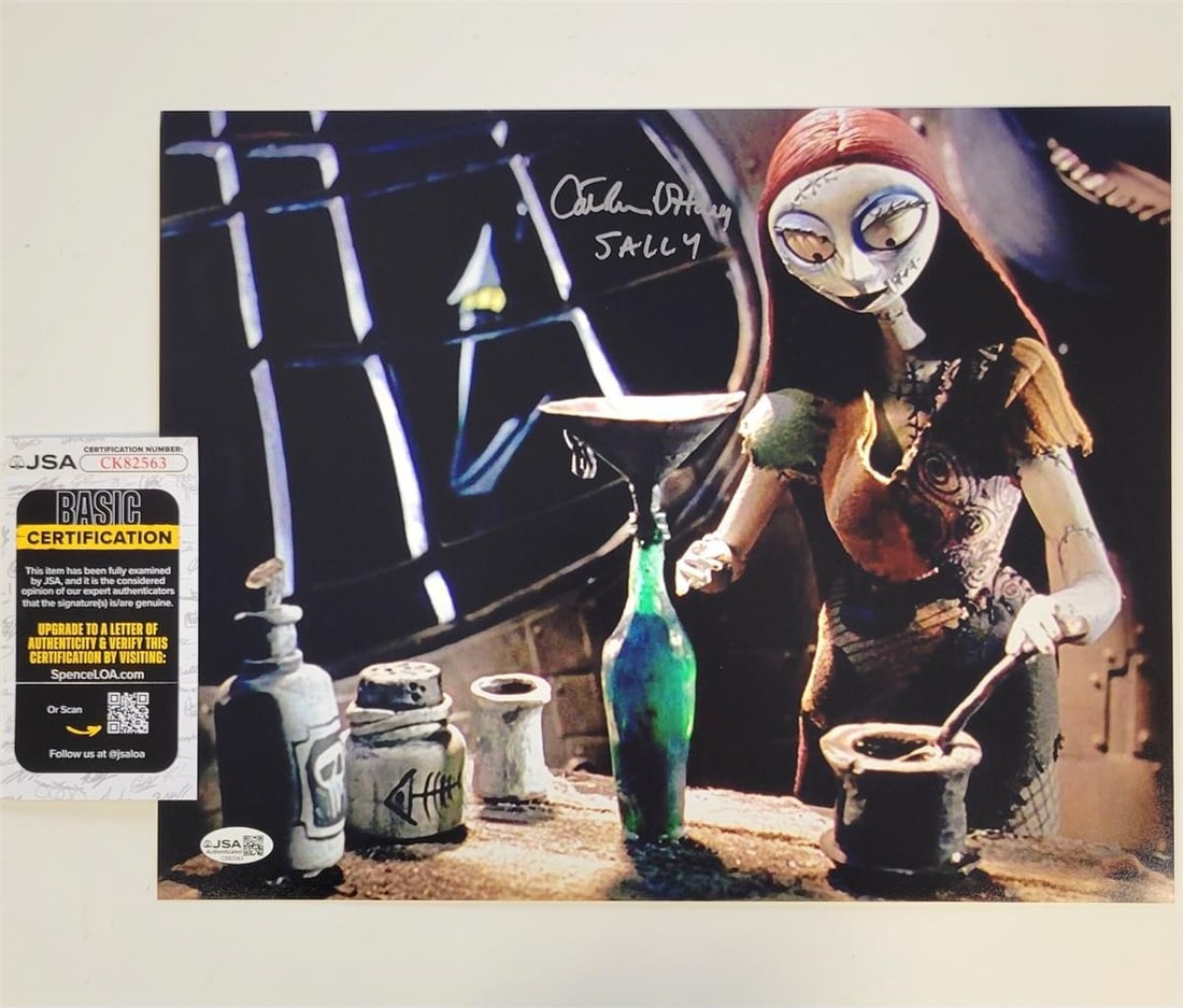 Catherine O'Hara Autographed 11x14 Sally Photo Nightmare Before Christmas JSA Authenticated: Catherine O'Hara Autographed 11x14 Sally Photo Nightmare Before Christmas JSA Authenticated This is an original 11x14 photograph from The Nightmare Before Christmas, signed by Catherine O'Hara who por