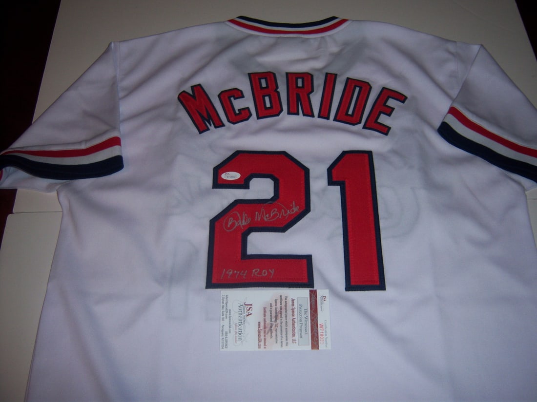 Hand Signed Bake McBride St Louis Cardinals Jersey with JSA COA (1 of 2)