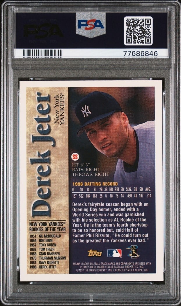Derek Jeter 1997 Topps Rookie Auto Baseball Card PSA 5 Yankees - 2