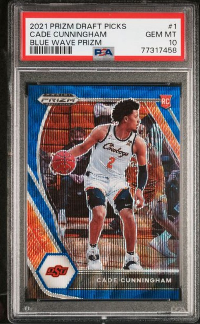 PSA 10 Cade Cunningham 2021 Blue Wave Prizm Draft Picks Rookie Card #1 /249 (1 of 2)