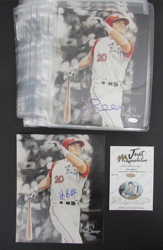 Hank Blalock Signed Lot of 67 8x10 Photos PSA Authenticated: Hank Blalock Signed Lot of 67 8x10 Photos PSA Authenticated This offering features a remarkable lot of (67) Hank Blalock signed 8x10 photos from his Minor League career. Each photo is authenticated by