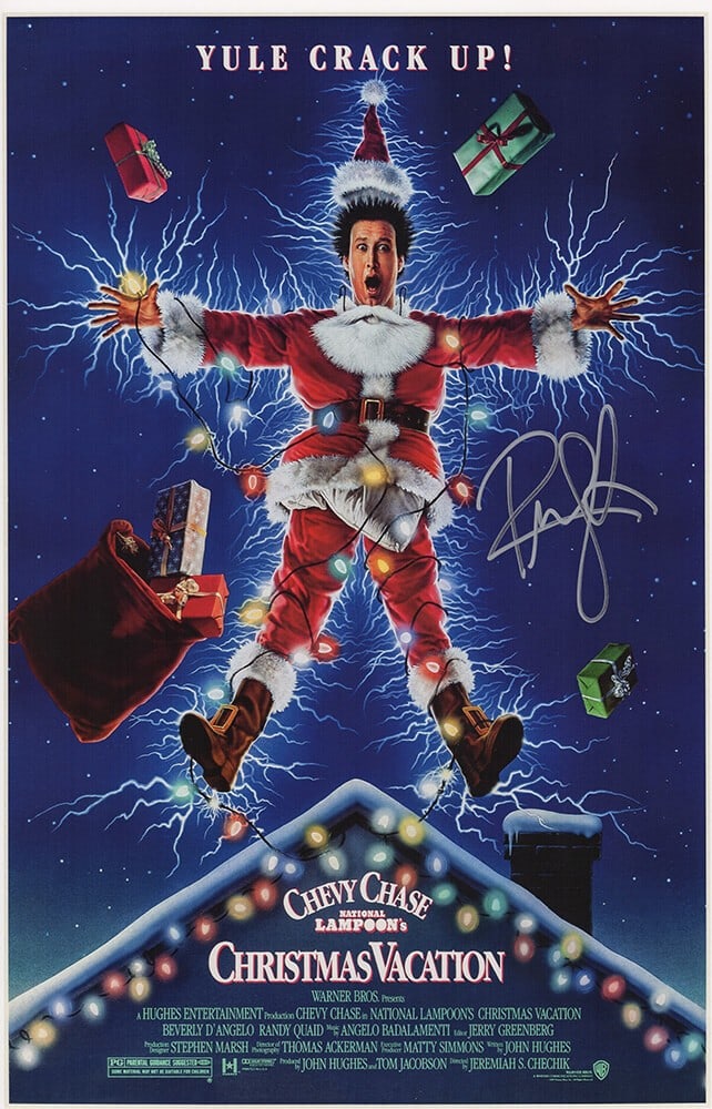 Randy Quaid Signed Christmas Vacation Poster 11x17 with COA: Randy Quaid Signed Christmas Vacation Poster 11x17 with COA Celebrate the holiday season with this Randy Quaid signed Christmas Vacation movie poster, measuring 11x17 inches. This original poster feat