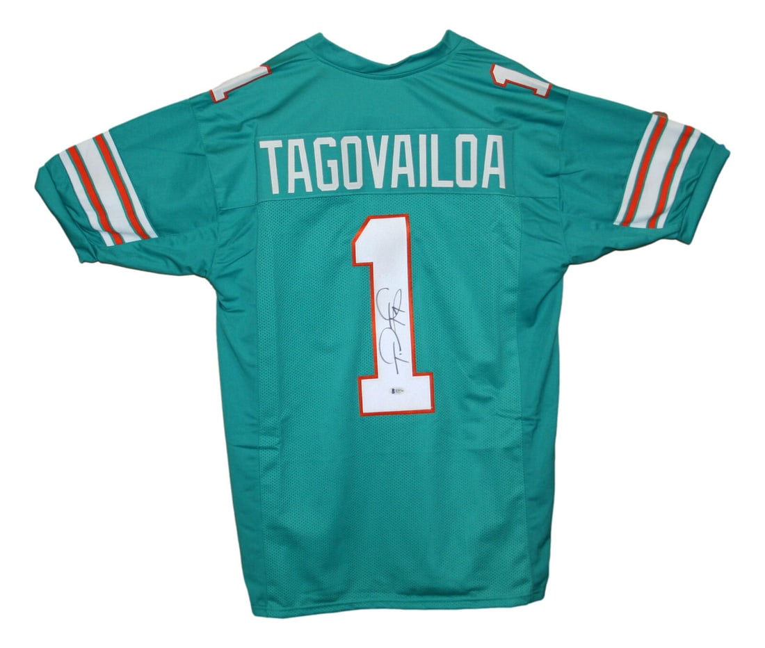Tua Tagovailoa Signed Miami Dolphins Jersey BAS Authenticated: Tua Tagovailoa Signed Miami Dolphins Jersey BAS Authenticated This Miami Dolphins jersey is signed by Tua Tagovailoa, showcasing your support for the talented quarterback. It comes with authentication