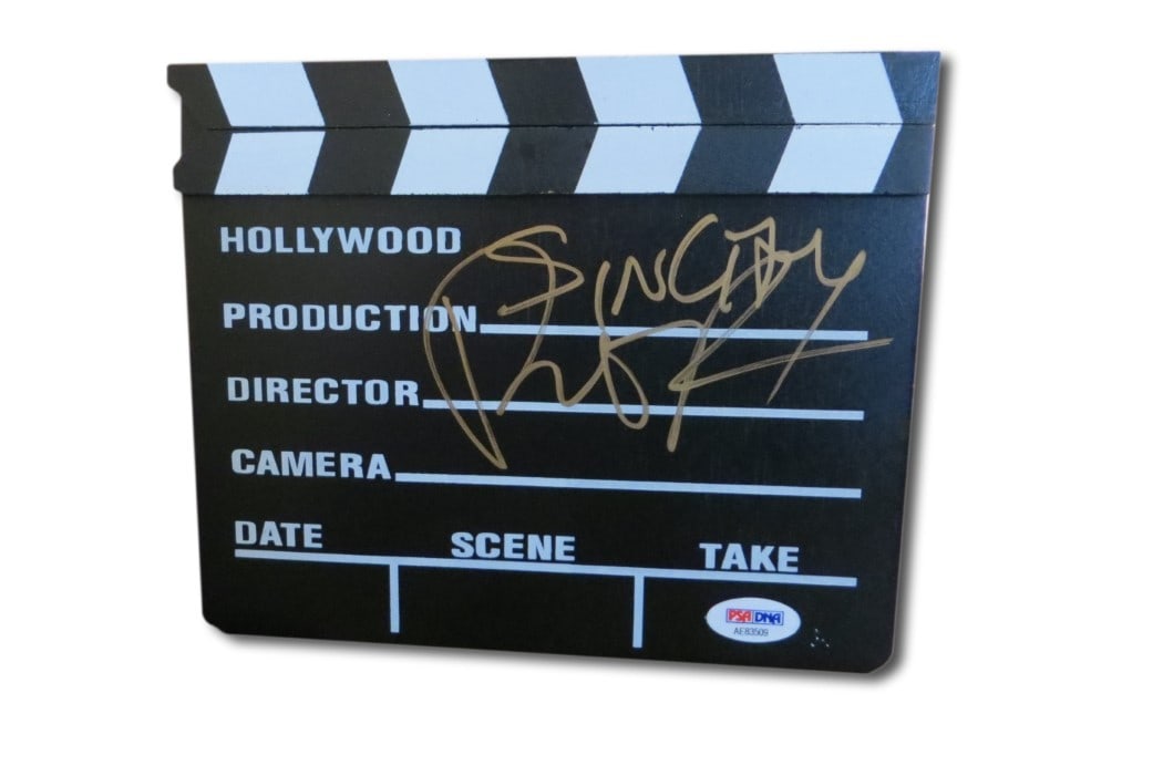 Robert Rodriguez Signed Mini Movie Clapper PSA/DNA Authenticated: Robert Rodriguez Signed Mini Movie Clapper PSA/DNA Authenticated This authentic mini movie clapper is signed by acclaimed director Robert Rodriguez, known for his work on the film Sin City. The autogr