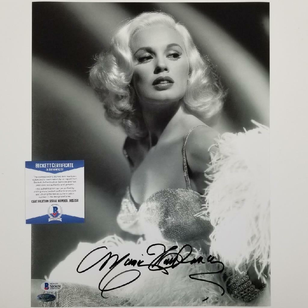 11x14 Signed Photograph of Mamie Van Doren with Beckett Authentication: 11x14 Signed Photograph of Mamie Van Doren with Beckett Authentication This is an original 11x14 photograph signed by Mamie Van Doren, the actress and Playboy model. The autograph is authenticated by 