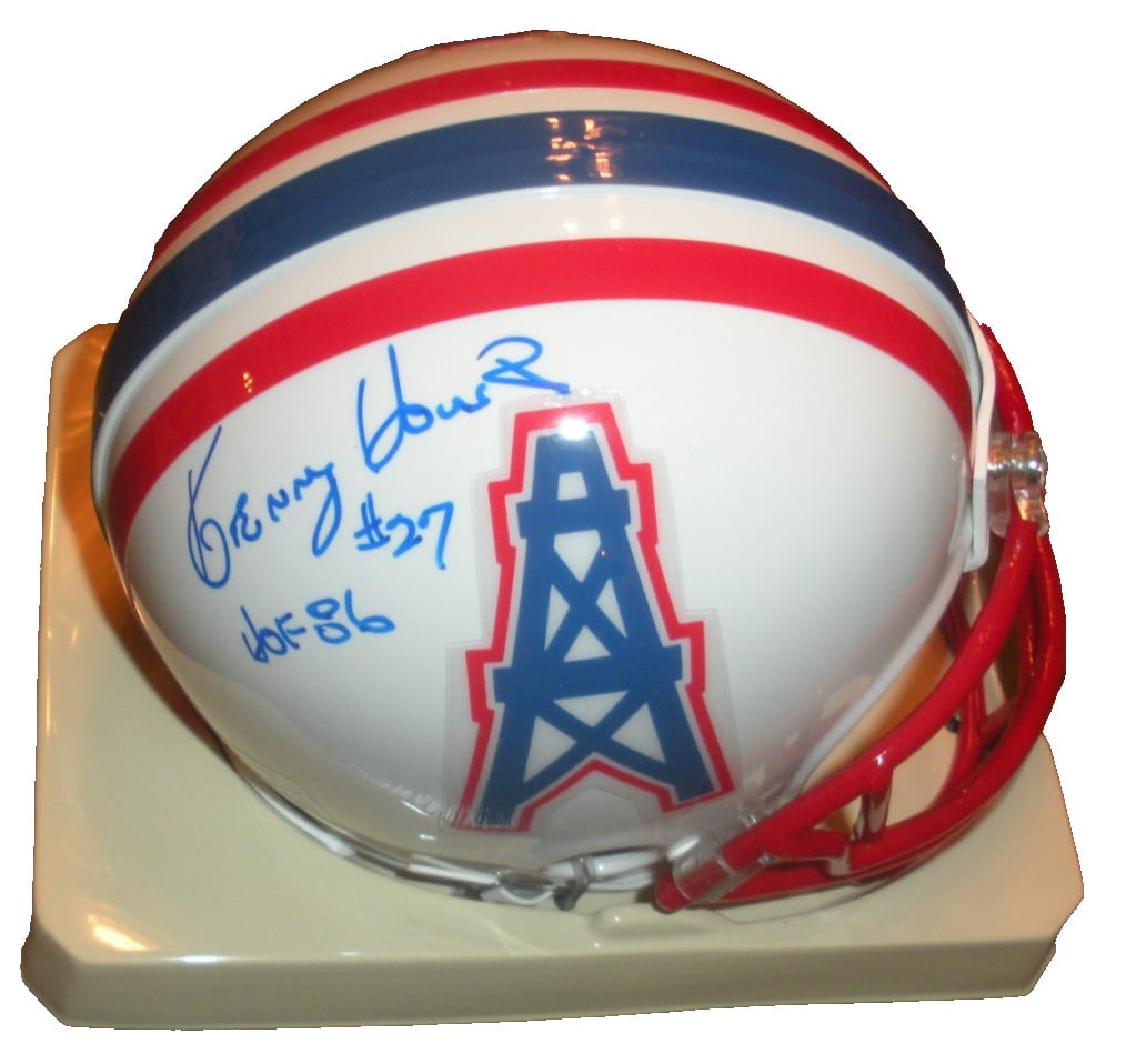 Ken Houston Signed Mini Helmet with COA Hall of Fame 1986 Oilers Redskins: Ken Houston Signed Mini Helmet with COA Hall of Fame 1986 Oilers Redskins This is an original mini football helmet signed by Ken Houston, a Hall of Famer who played for the Houston Oilers and the Wash