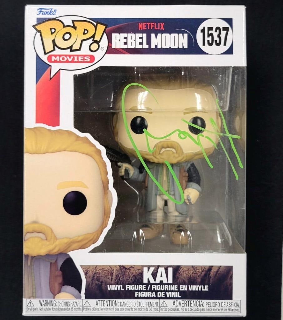Kai Funko Pop signed by Charlie Hunnam from Rebel Moon Beckett authenticated: Kai Funko Pop signed by Charlie Hunnam from Rebel Moon Beckett authenticated This is an original Rebel Moon Kai Funko Pop! figurine autographed by Charlie Hunnam. The signature is authenticated by Bec