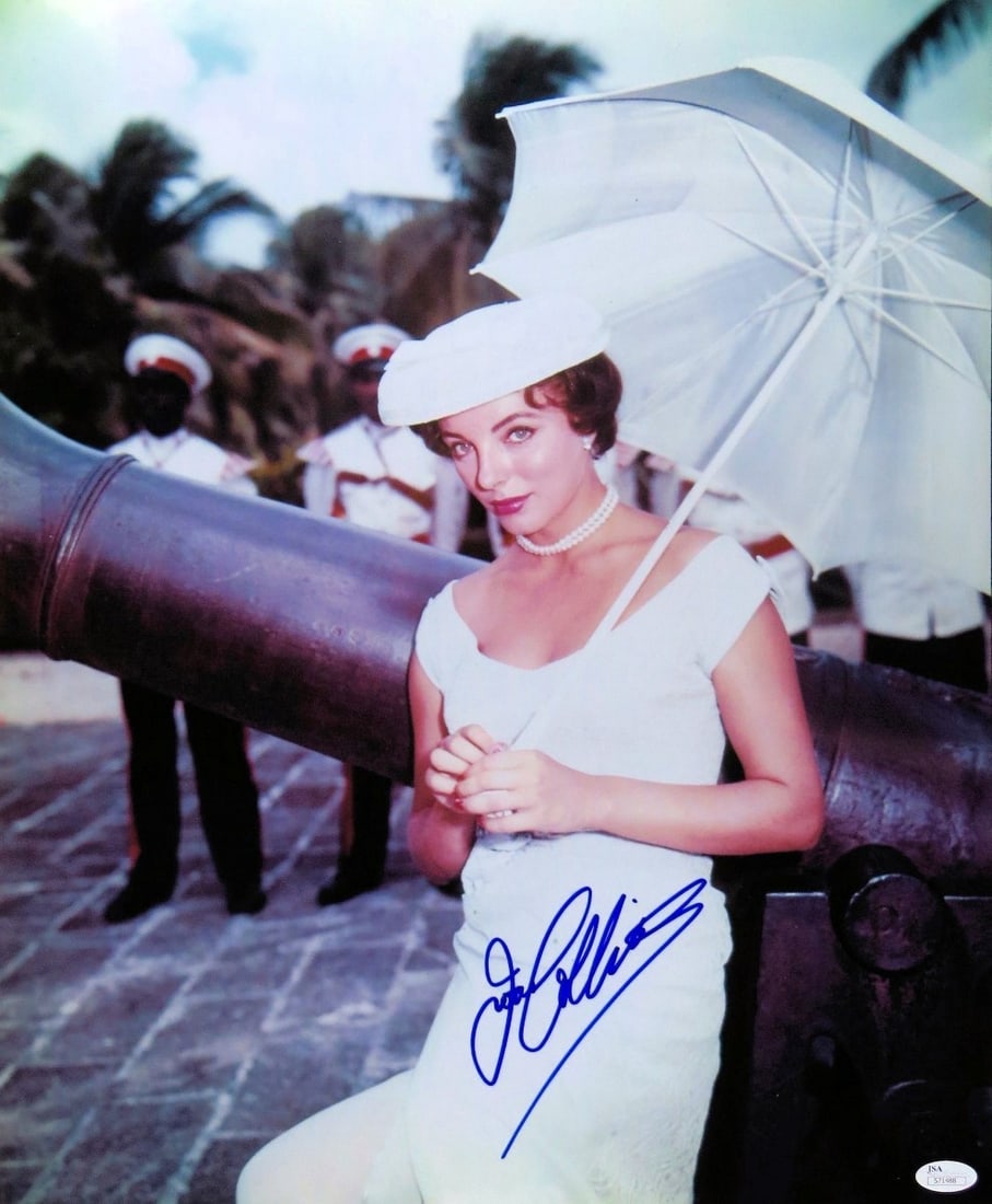 Joan Collins Autographed 16X20 Photo with Umbrella JSA Authenticated (1 of 2)