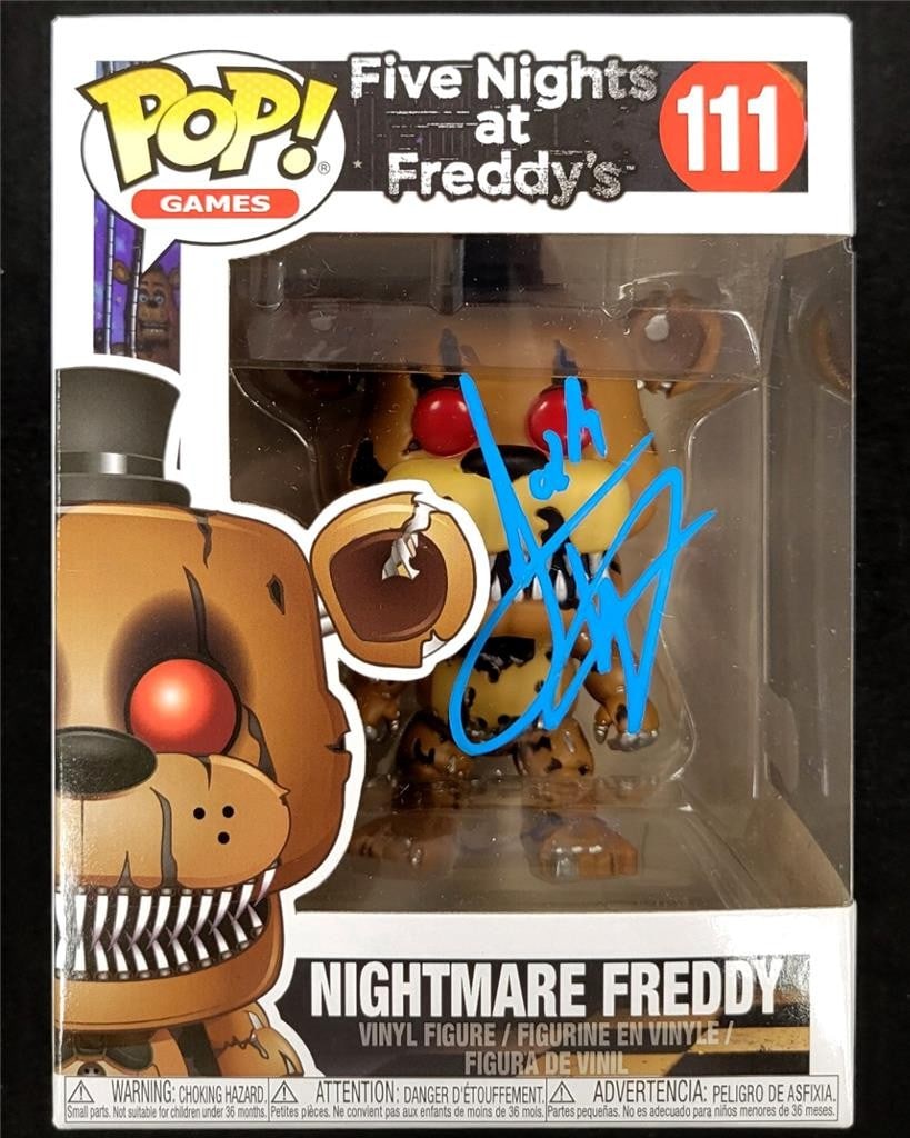 Josh Hutcherson Signed Nightmare Freddy Funko Pop Beckett Authenticated: Josh Hutcherson Signed Nightmare Freddy Funko Pop Beckett Authenticated This is an original Five Nights at Freddy's Funko Pop! figure featuring Nightmare Freddy, signed by Josh Hutcherson. The autogra