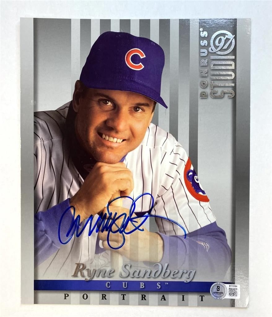Autographed 8x10 Donruss Studio Portrait Photo Ryne Sandberg Beckett Authenticated: Autographed 8x10 Donruss Studio Portrait Photo Ryne Sandberg Beckett Authenticated This original 8x10 photo features a portrait of Ryne Sandberg and is signed by the athlete. The autograph is authenti