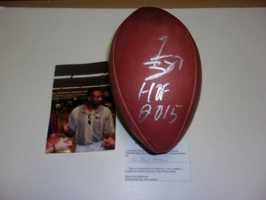 Tim Brown Signed Raiders Official Game Football With COA HOF 2015: Tim Brown Signed Raiders Official Game Football With COA HOF 2015 This official game football is signed by Tim Brown, renowned Oakland Raiders player and Hall of Fame inductee in 2015. The ball is an 