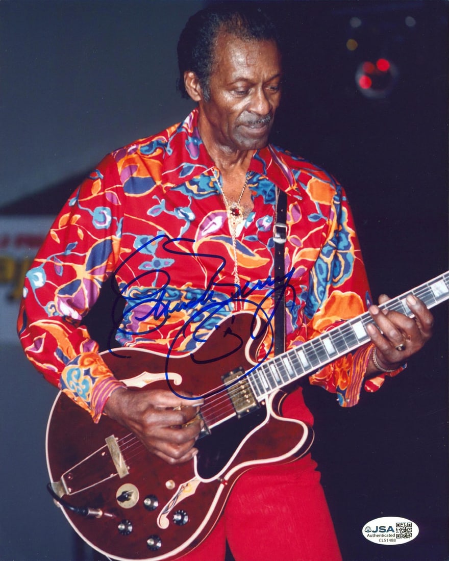 Chuck Berry Hand Signed 8x10 Photo with JSA Authentication: Chuck Berry Hand Signed 8x10 Photo with JSA Authentication This vertical 8x10 photograph has been personally signed by Chuck Berry. The autograph is authenticated by JSA and comes with a Certificate o