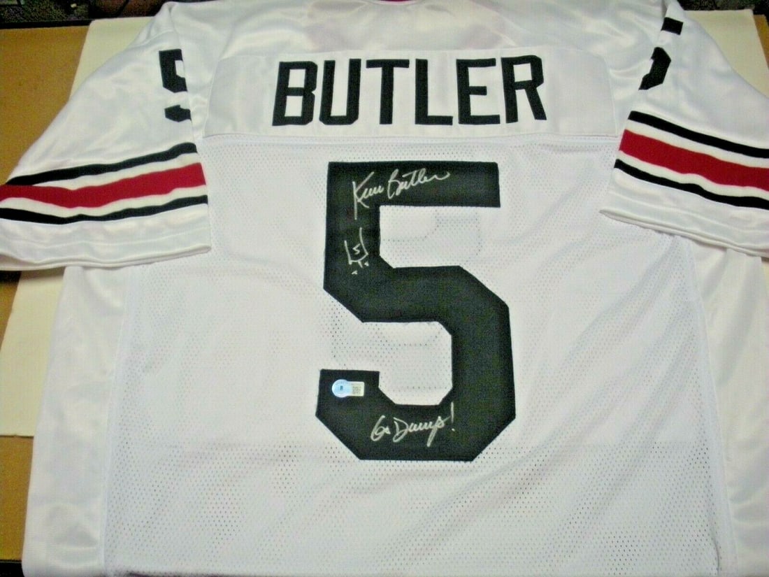 Signed Kevin Butler Football Jersey Bears Go Dawgs Beckett COA: Signed Kevin Butler Football Jersey Bears Go Dawgs Beckett COA This is a pre-owned Georgia Bulldogs football jersey signed by Kevin Butler, authenticated with a Beckett Certificate of Authenticity (CO
