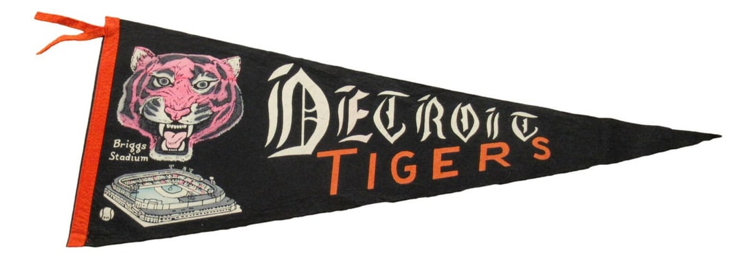 1950 Original Detroit Tigers 30 Inch Pennant Briggs Stadium (1 of 3)