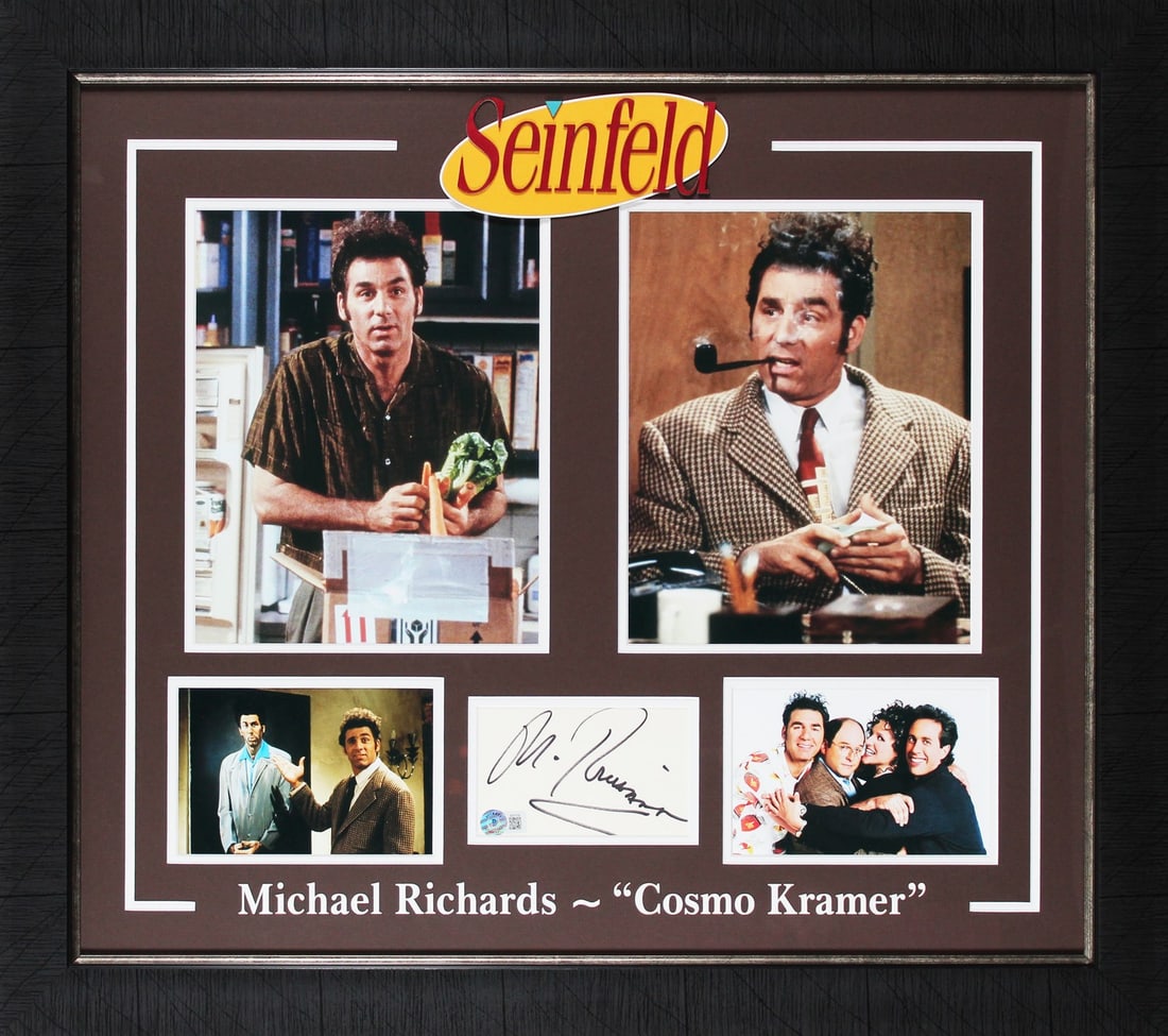 Michael Richards Seinfeld Signed Framed Index Card BAS Authenticated: Michael Richards Seinfeld Signed Framed Index Card BAS Authenticated This stunning framed display features an authentic autograph from Michael Richards, renowned for his role in the iconic television 