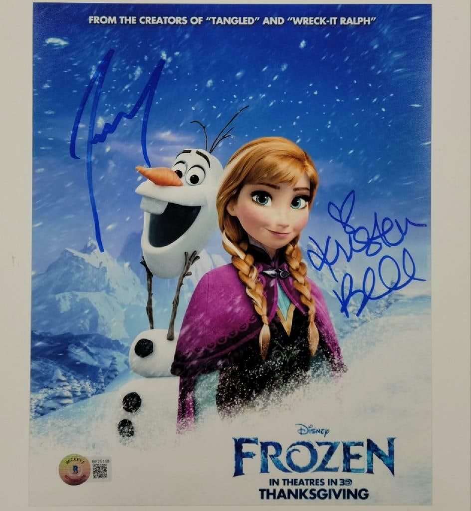 Kristen Bell Josh Gad Signed Frozen 8x10 Photo Beckett Authenticated: Kristen Bell Josh Gad Signed Frozen 8x10 Photo Beckett Authenticated This stunning 8x10 photograph features the beloved characters from Disney's Frozen, signed by the talented Kristen Bell, known for 