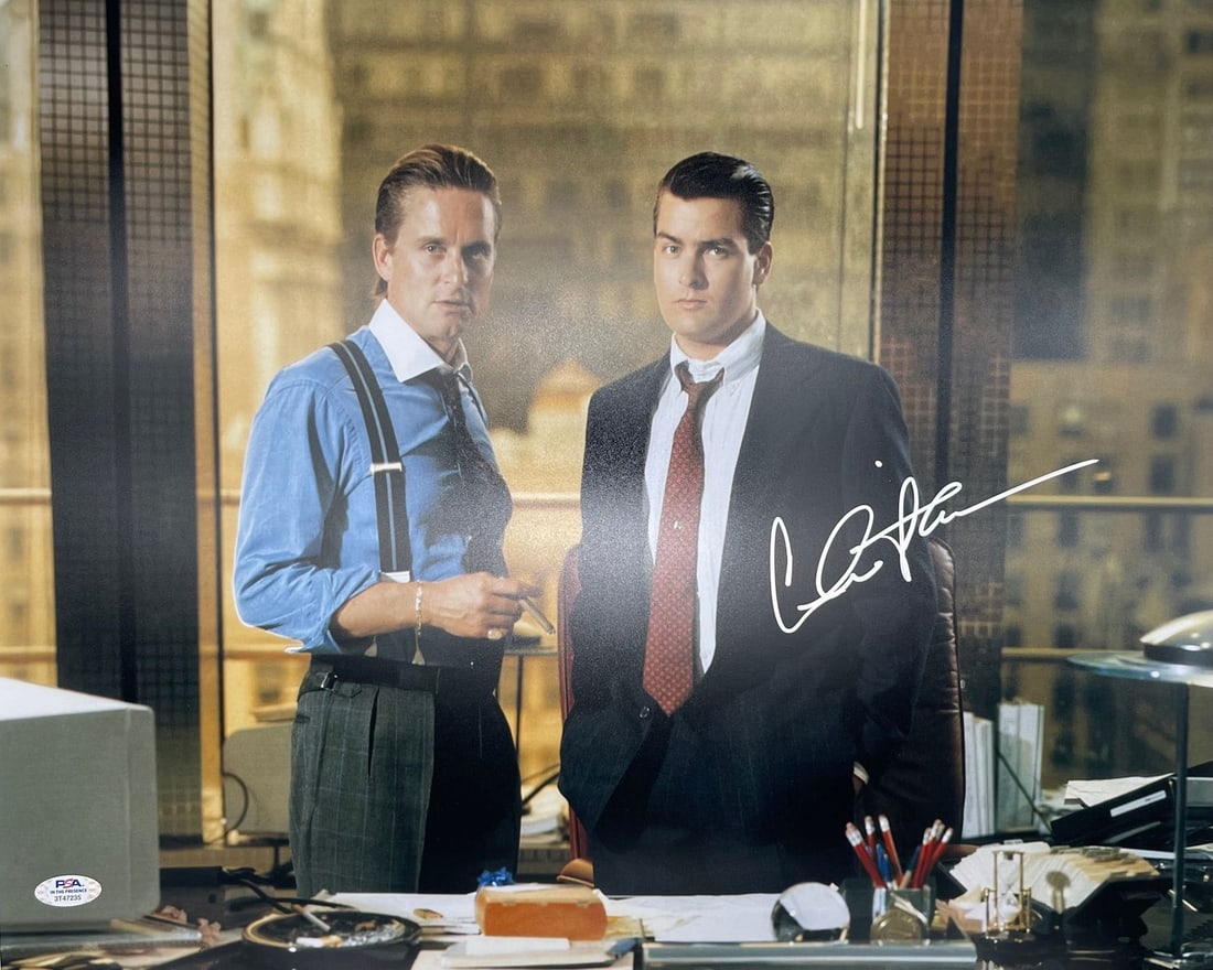 Charlie Sheen Autographed 16x20 Photo Wall Street PSA/DNA LOA (1 of 2)