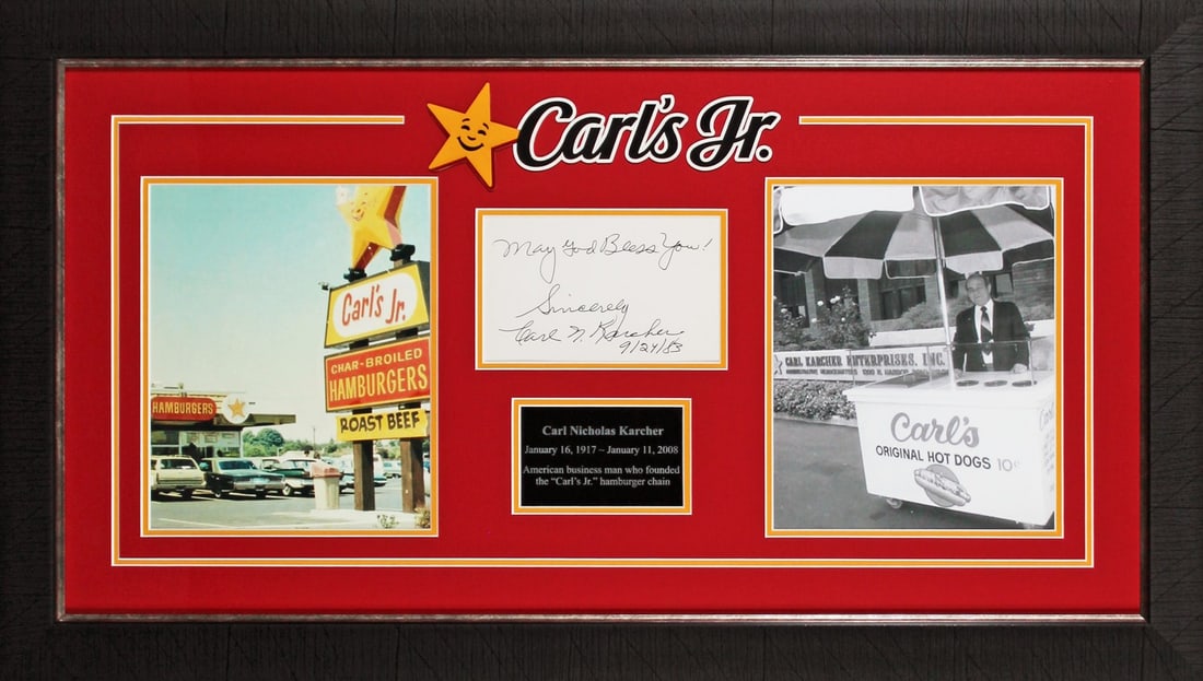 Carl Karcher Signed Cut Signature Carl's Jr. with Beckett COA (1 of 7)