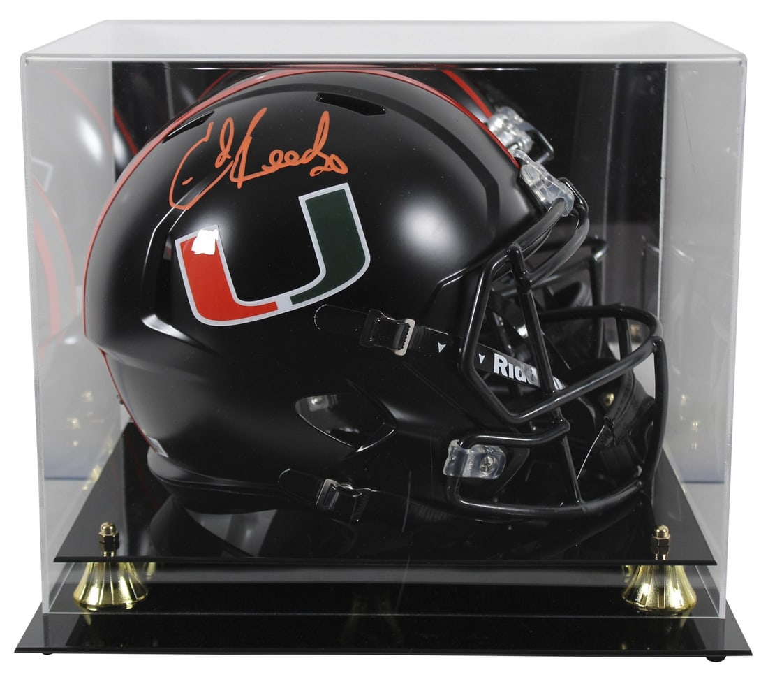 Ed Reed Autographed Miami Hurricanes Speed Replica Helmet With Display Case BAS Witnessed (1 of 4)