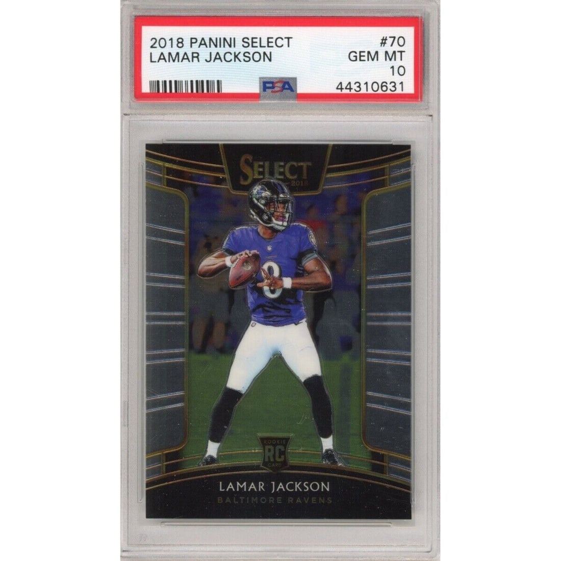 2018 Panini Select Lamar Jackson #70 PSA 10 Rookie Football Card (1 of 2)